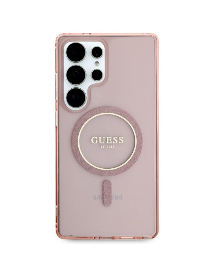 Guess Glitter Circle Classic Logo MagSafe case for Samsung Galaxy S25 Ultra - pink Guess Glitter Circle Classic Logo MagSafe case for Samsung Galaxy S25 Ultra - pink