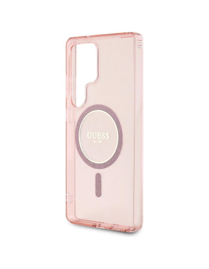 Guess Glitter Circle Classic Logo MagSafe case for Samsung Galaxy S25 Ultra - pink Guess Glitter Circle Classic Logo MagSafe case for Samsung Galaxy S25 Ultra - pink