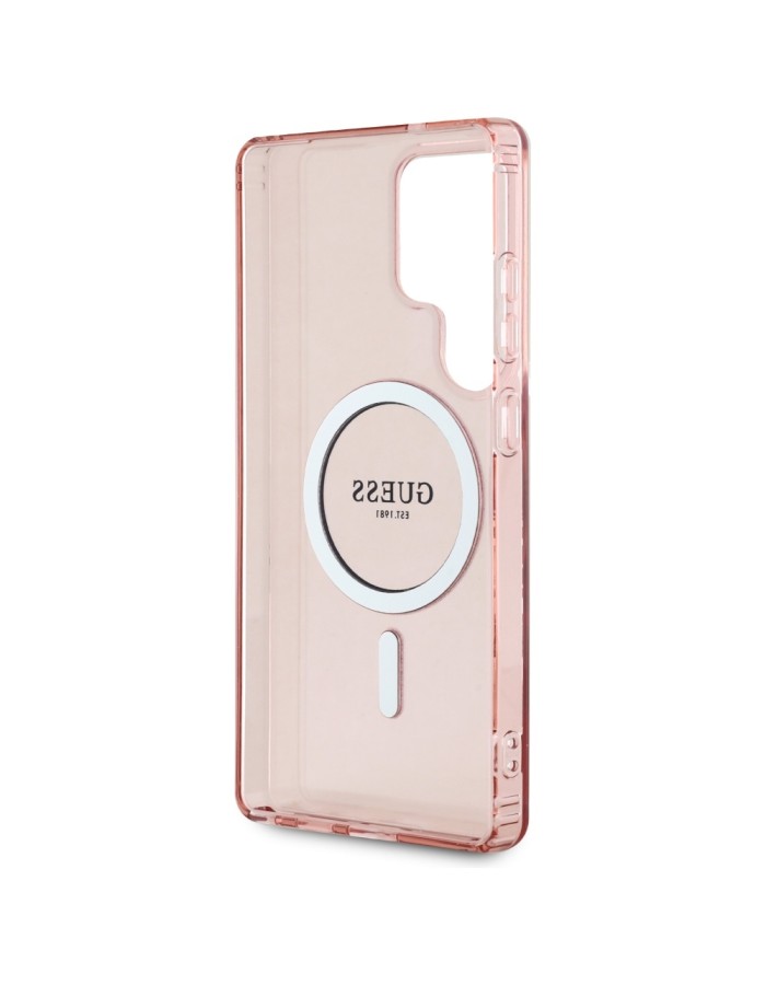 Guess Glitter Circle Classic Logo MagSafe case for Samsung Galaxy S25 Ultra - pink Guess Glitter Circle Classic Logo MagSafe case for Samsung Galaxy S25 Ultra - pink