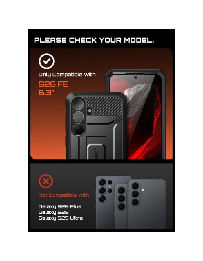 Supcase Unicorn Beetle Pro Case for Samsung Galaxy S26 FE - Black Supcase Unicorn Beetle Pro Case for Samsung Galaxy S26 FE - Black