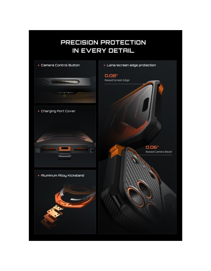 Supcase UB Grip Mag MagSafe Aramid Case for iPhone 18 Pro Max / 17 Pro Max - Black and Orange