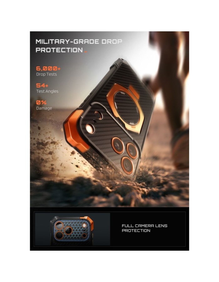 Supcase UB Grip Mag MagSafe Aramid Case for iPhone 18 Pro Max / 17 Pro Max - Black and Orange