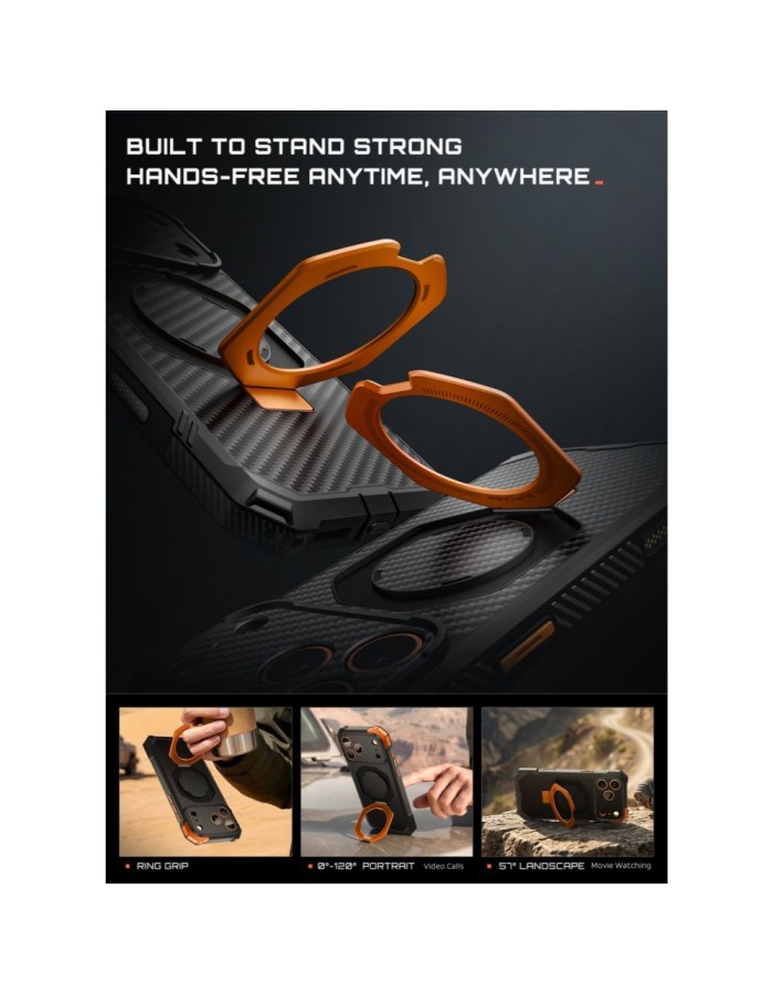Supcase UB Grip Mag MagSafe Aramid Case for iPhone 18 Pro Max / 17 Pro Max - Black and Orange