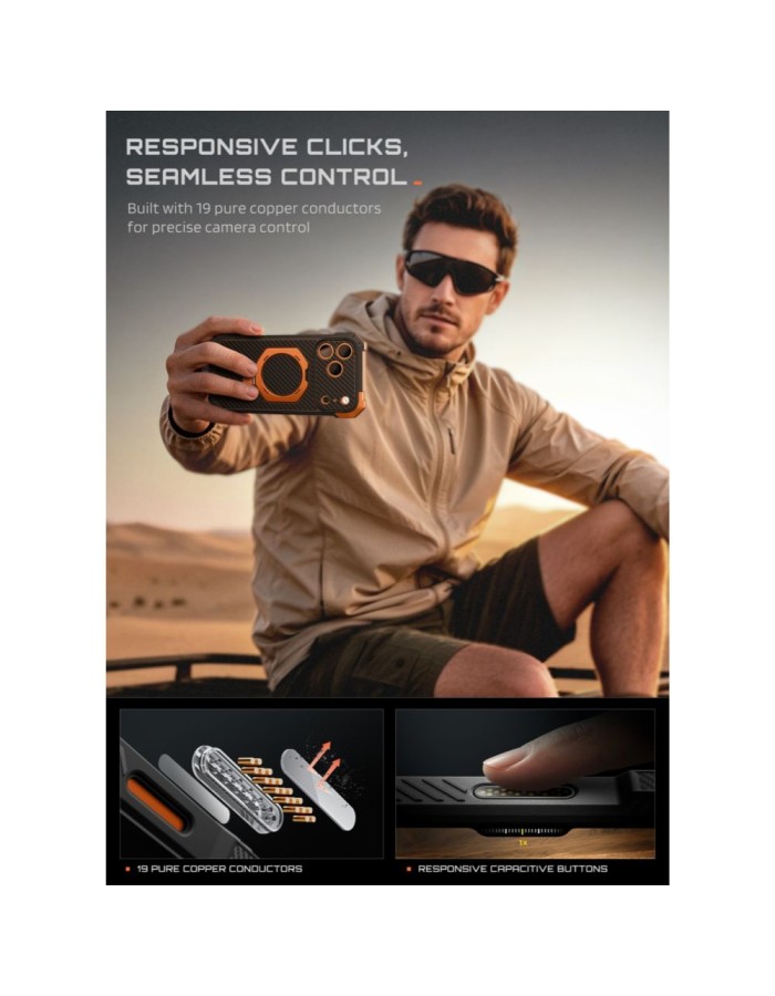 Supcase UB Grip Mag MagSafe Aramid Case for iPhone 18 Pro Max / 17 Pro Max - Black and Orange