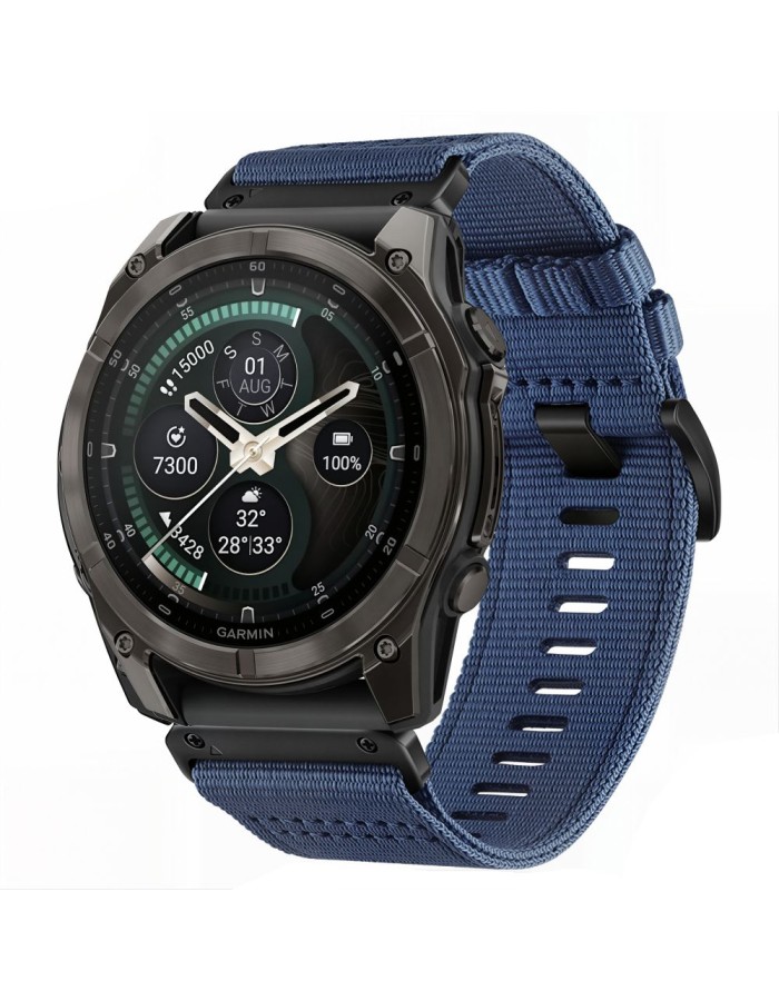 Tech-Protect Nylon Classic Strap for Garmin Fenix ​​5X / 5X Plus / 6X / 6X Pro / 7X / 8 / 8 Pro / 9 / 9 Pro (47 mm) - Navy Blue