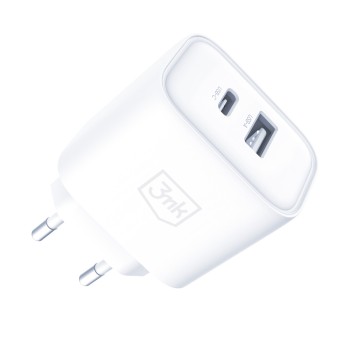3mk DualCharge 20W PD3.0 QC 3.0 PPS USB 1A1C Wall Charger - White 3mk DualCharge 20W PD3.0 QC 3.0 PPS USB 1A1C Wall Charger - White