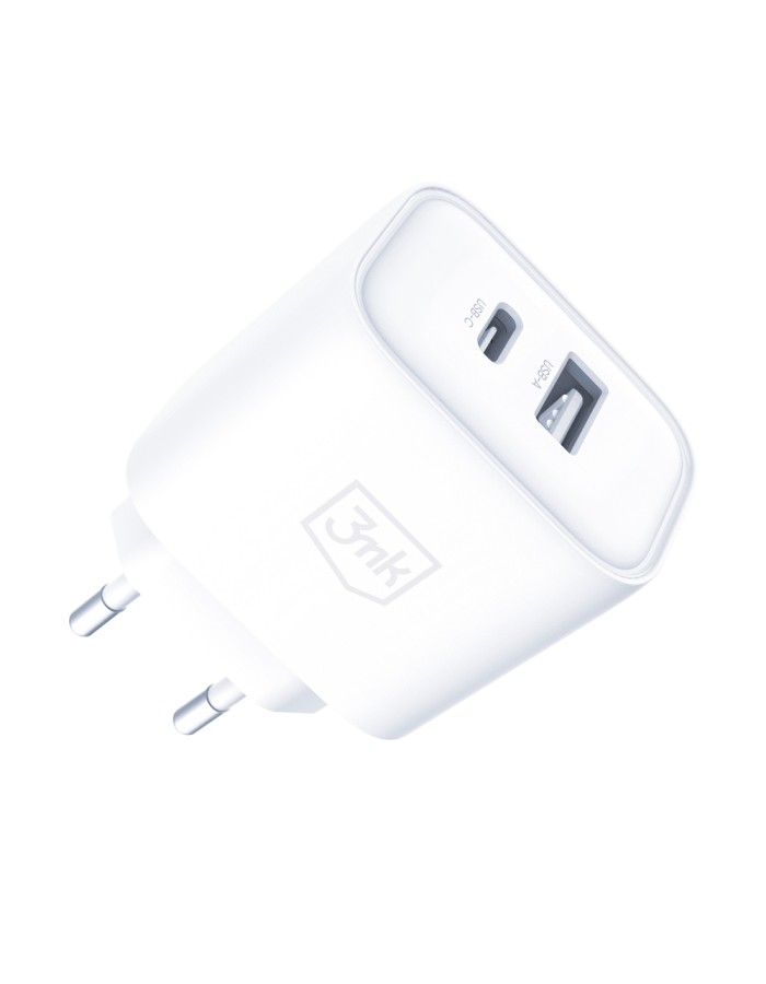 3mk DualCharge 20W PD3.0 QC 3.0 PPS USB 1A1C Wall Charger - White