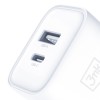 3mk DualCharge 20W PD3.0 QC 3.0 PPS USB 1A1C Wall Charger - White