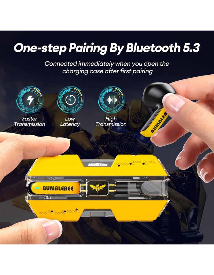 Transformers TWS Earphones, Deep Bass Sound, IPX5 Waterproof, TF-T01 Yellow
