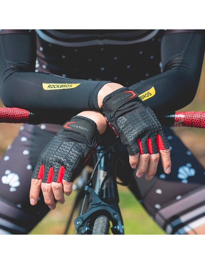 Rockbros S169BR XL cycling gloves with gel inserts - black and red