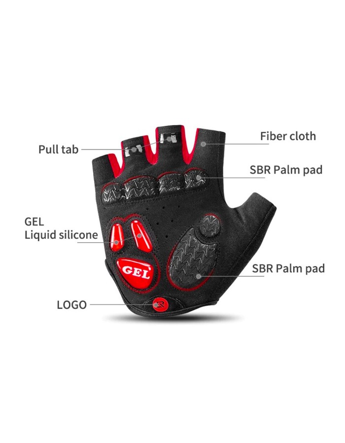 Rockbros S169BR L cycling gloves with gel inserts - black and red
