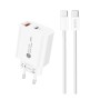A6MaxL 20W USB-A USB-C wall charger with USB-C - USB-C 1m cable - white