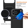 For iPhone 18 Pro / 17 Pro Case Liquid Silicone Card Holder Back Phone Cover with Lanyard - Black