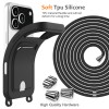 For iPhone 18 Pro / 17 Pro Case Liquid Silicone Card Holder Back Phone Cover with Lanyard - Black