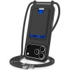 For iPhone 18 Pro Max / 17 Pro Max Case Liquid Silicone Card Holder Back Phone Cover with Lanyard - Black