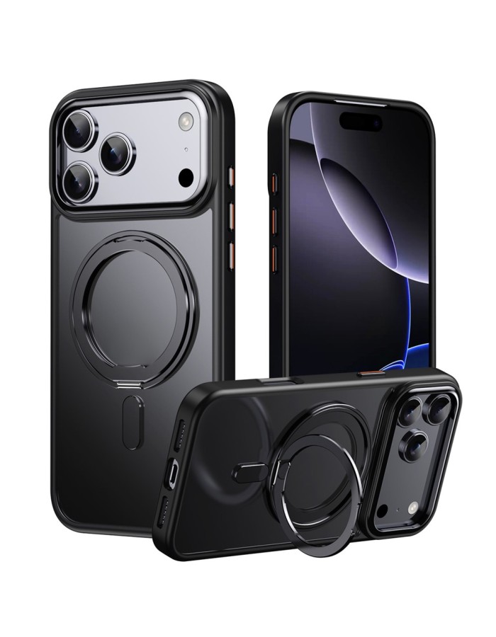 Magnetic Case with Rotating Stand iPhone 18 Pro / 17 Pro TPU Acrylic MagSafe - Black