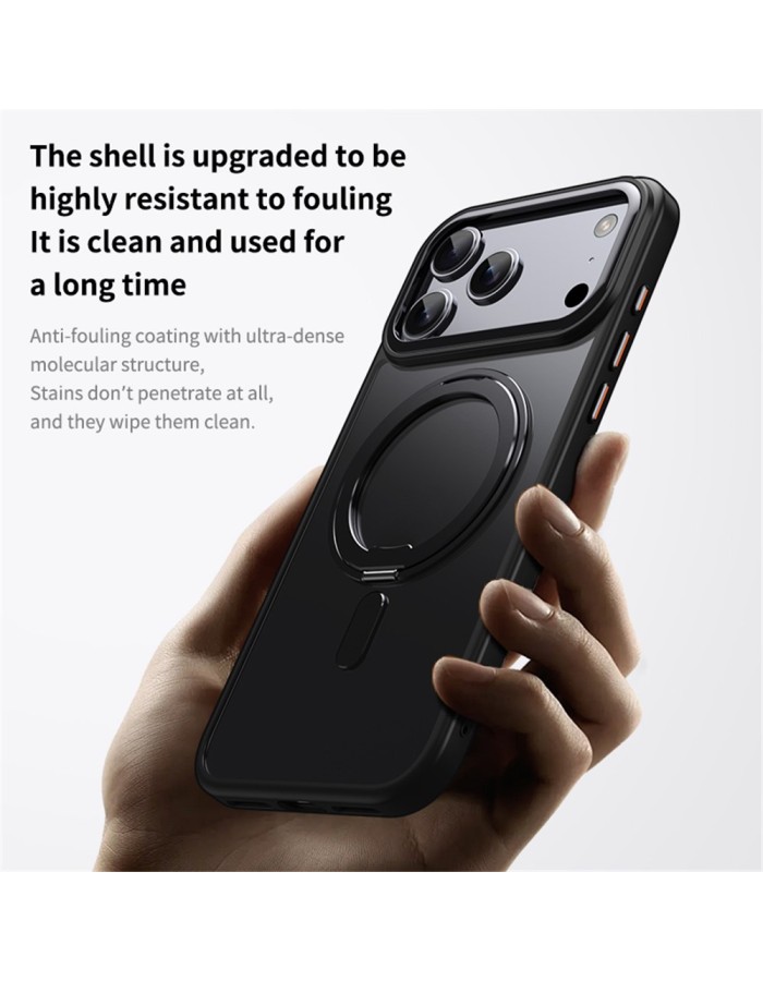 Magnetic Case with Rotating Stand iPhone 18 Pro / 17 Pro TPU Acrylic MagSafe - Black