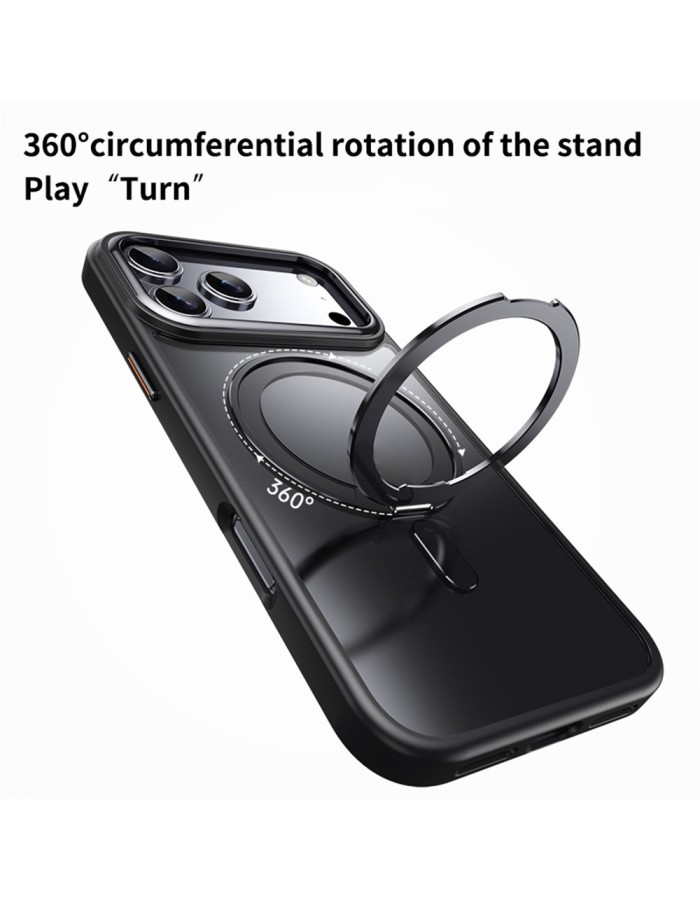 Magnetic Case with Rotating Stand iPhone 18 Pro / 17 Pro TPU Acrylic MagSafe - Black