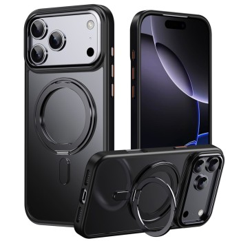 Magnetic Case with Rotating Stand iPhone 18 Pro Max / 17 Pro Max TPU Acrylic MagSafe - Black