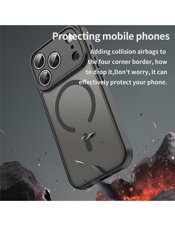 iPhone 18 Pro / 17 Pro PC TPU Magnetic Matte Case, Drop-Resistant - Black