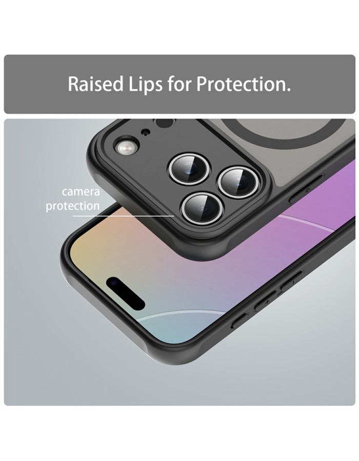 iPhone 18 Pro Max / 17 Pro Max PC TPU Magnetic Matte Case, Drop-Resistant - Black