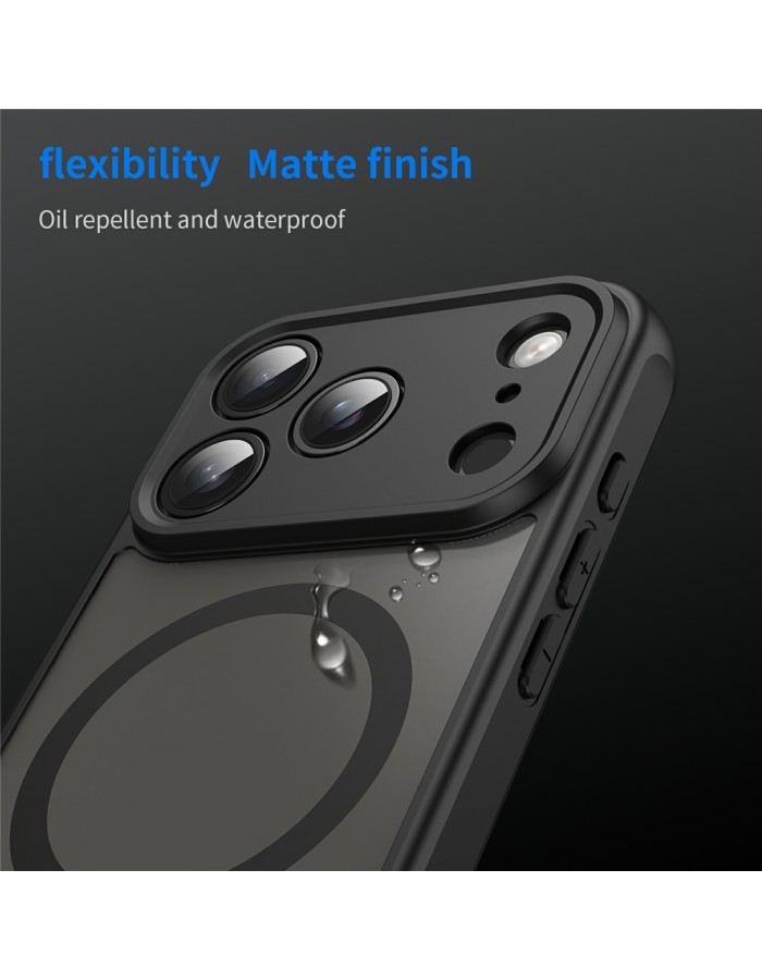 iPhone 18 Pro Max / 17 Pro Max PC TPU Magnetic Matte Case, Drop-Resistant - Black