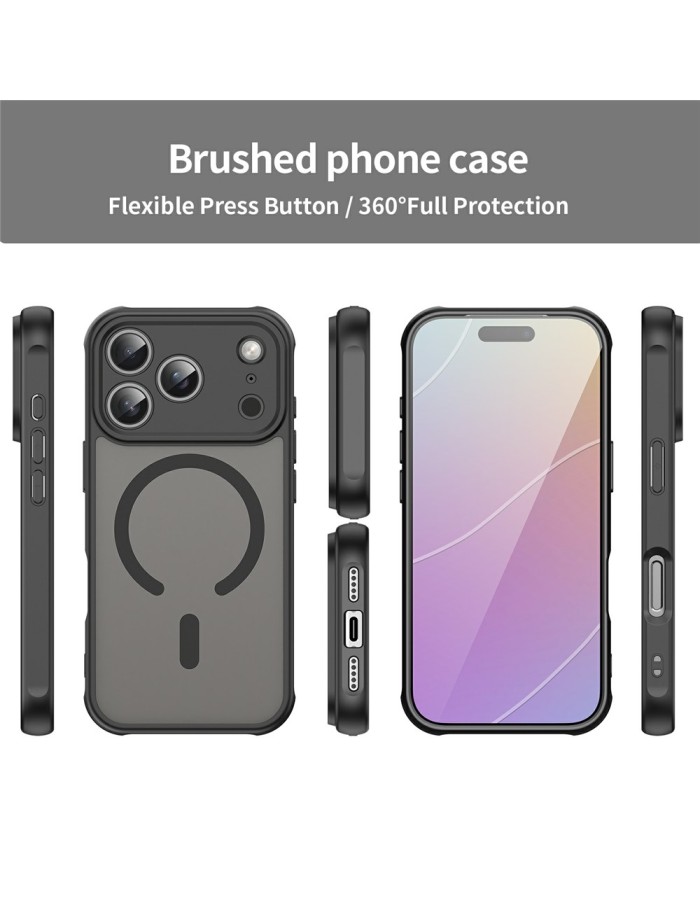 iPhone 18 Pro Max / 17 Pro Max PC TPU Magnetic Matte Case, Drop-Resistant - Black