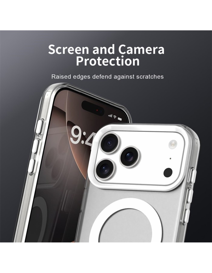 For iPhone 18 Pro / 17 Pro Magnetic Case Anti Drop Hybrid Phone Back Cover - White For iPhone 18 Pro / 17 Pro Magnetic Case Anti Drop Hybrid Phone Back Cover - White