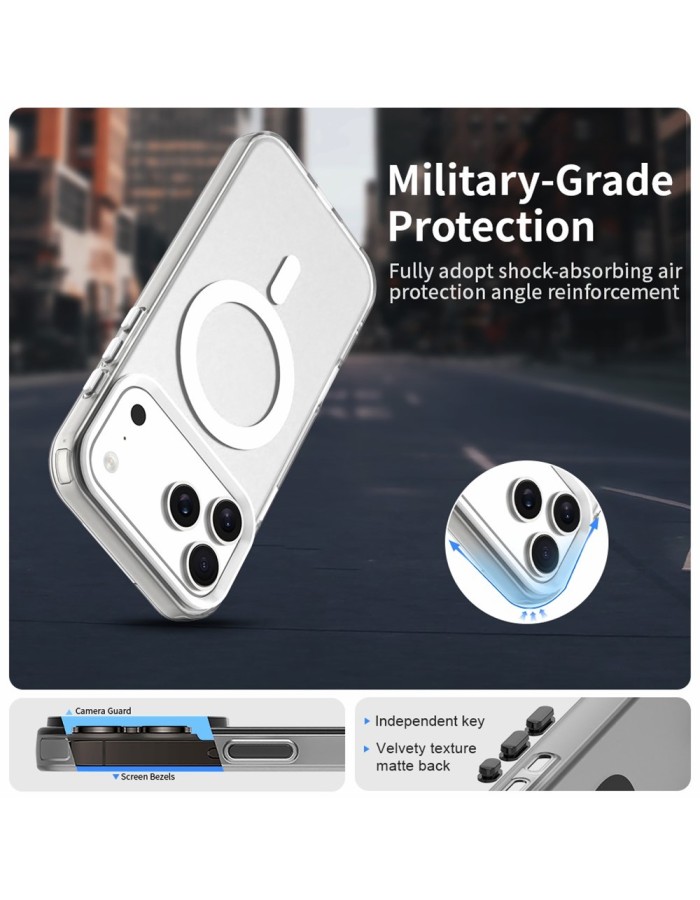 For iPhone 18 Pro / 17 Pro Magnetic Case Anti Drop Hybrid Phone Back Cover - White For iPhone 18 Pro / 17 Pro Magnetic Case Anti Drop Hybrid Phone Back Cover - White