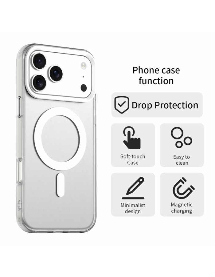 iPhone 18 Pro Max / 17 Pro Max PC PET TPU Hybrid Magnetic Case - White iPhone 18 Pro Max / 17 Pro Max PC PET TPU Hybrid Magnetic Case - White
