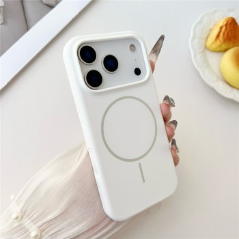 For iPhone 18 Pro Max / 17 Pro Max Magnetic Case Liquid Silicone Anti-Drop Phone Back Cover - White