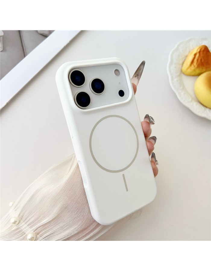 For iPhone 18 Pro Max / 17 Pro Max Magnetic Case Liquid Silicone Anti-Drop Phone Back Cover - White For iPhone 18 Pro Max / 17 Pro Max Magnetic Case Liquid Silicone Anti-Drop Phone Back Cover - White