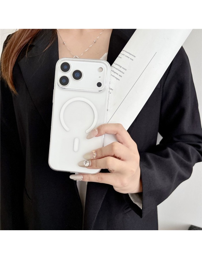 MagSafe Compatible iPhone 18 Pro / 17 Pro PC Case - Transparent White