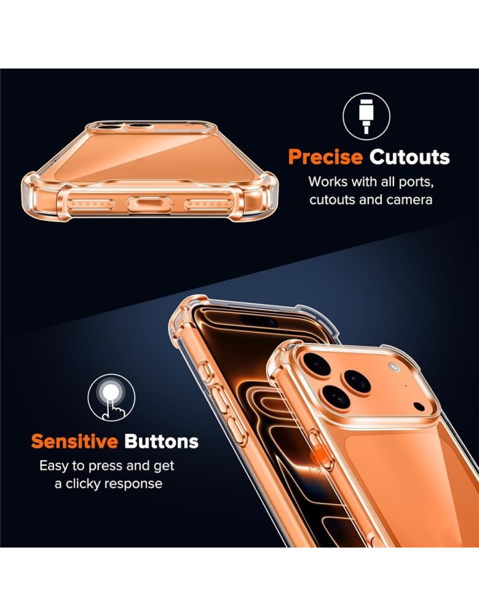 Hybrid Acrylic TPU Case iPhone 18 Pro / 17 Pro with Camera Protection - Transparent