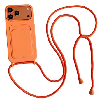 Silicone case with card slot and strap iPhone 18 Pro Max / 17 Pro Max - orange