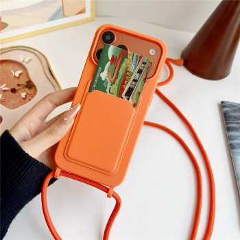 Silicone case with card slot and strap iPhone 18 Pro Max / 17 Pro Max - orange