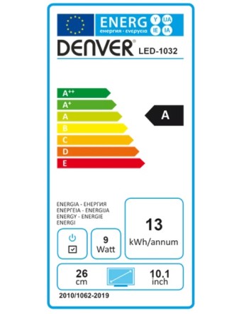 Denver AV LED TV 10” with DVB-T2, USB, HDMI input Rechargeable Battery & 12V LED-1033 Denver AV LED TV 10” with DVB-T2, USB, HDMI input Rechargeable Battery & 12V LED-1033