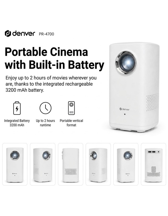 Denver AV Projector HD Native 150ANSI Portable 2 Hrs Runtime PR-4700 Denver AV Projector HD Native 150ANSI Portable 2 Hrs Runtime PR-4700
