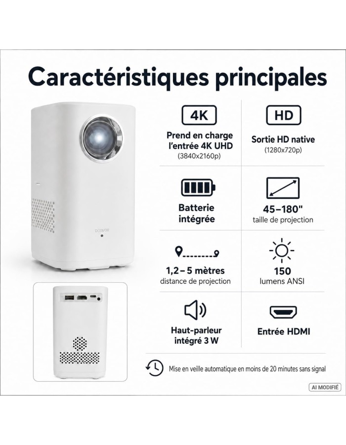 Denver AV Projector HD Native 150ANSI Portable 2 Hrs Runtime PR-4700 Denver AV Projector HD Native 150ANSI Portable 2 Hrs Runtime PR-4700