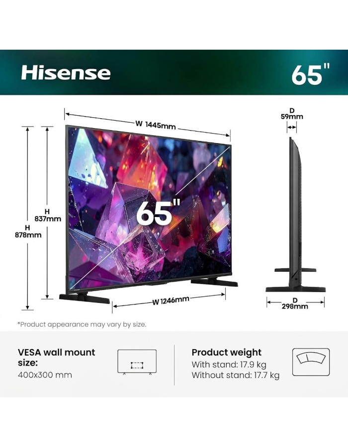 Hisense 65E7S PRO 65'' 4K Smart QLED144hz  TV