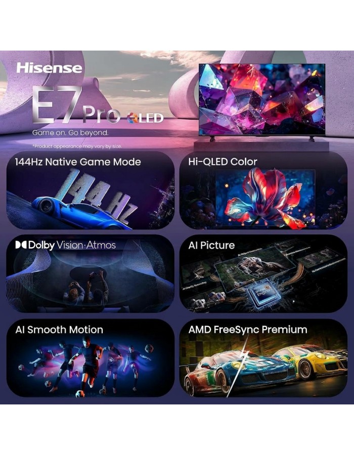 Hisense 65E7S PRO 65'' 4K Smart QLED144hz  TV