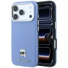 Karl Lagerfeld Grained Karl Head Metal MagSafe Case for iPhone 18 Pro / 17 Pro - Light Blue