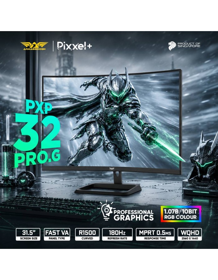 Armaggeddon Gaming Monitor 32'' Curved 2K 180Hz 10Bit True Color 0.5ms PXP 32-PRO.G White Armaggeddon Gaming Monitor 32'' Curved 2K 180Hz 10Bit True Color 0.5ms PXP 32-PRO.G White