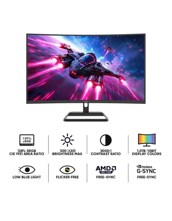 Armaggeddon Gaming Monitor 32'' Curved 2K 180Hz 10Bit True Color 0.5ms PXP 32-PRO.G Black Armaggeddon Gaming Monitor 32'' Curved 2K 180Hz 10Bit True Color 0.5ms PXP 32-PRO.G Black