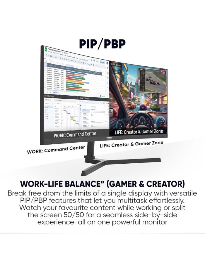 Armaggeddon Gaming Monitor 30'' Curved 2K 200Hz R1800 PXP 30-XD White Armaggeddon Gaming Monitor 30'' Curved 2K 200Hz R1800 PXP 30-XD White