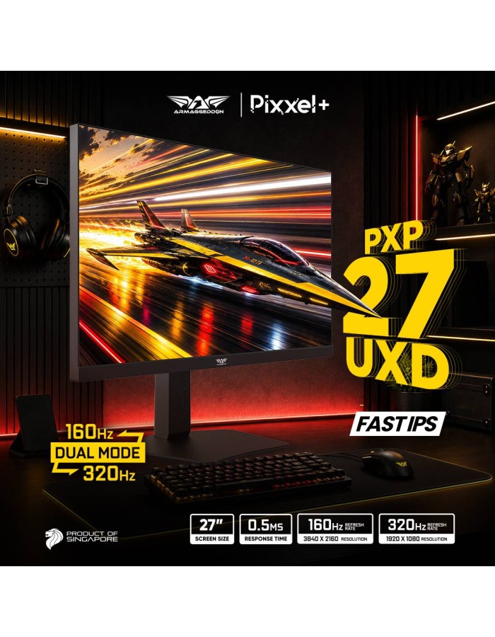 Armaggeddon Gaming Monitor 27'' 4K IPS 160Hz 10Bit 0.5ms Height-Swivel-Pivot Adjustable PXP 27-UXD Black Armaggeddon Gaming Monitor 27'' 4K IPS 160Hz 10Bit 0.5ms Height-Swivel-Pivot Adjustable PXP 27-UXD Black