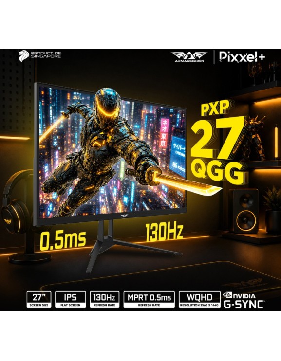 Armaggeddon Gaming Monitor 27'' 2K IPS 130hz 10Bit True Color 2xHDMI DP USB PXP 27-QGG White Armaggeddon Gaming Monitor 27'' 2K IPS 130hz 10Bit True Color 2xHDMI DP USB PXP 27-QGG White
