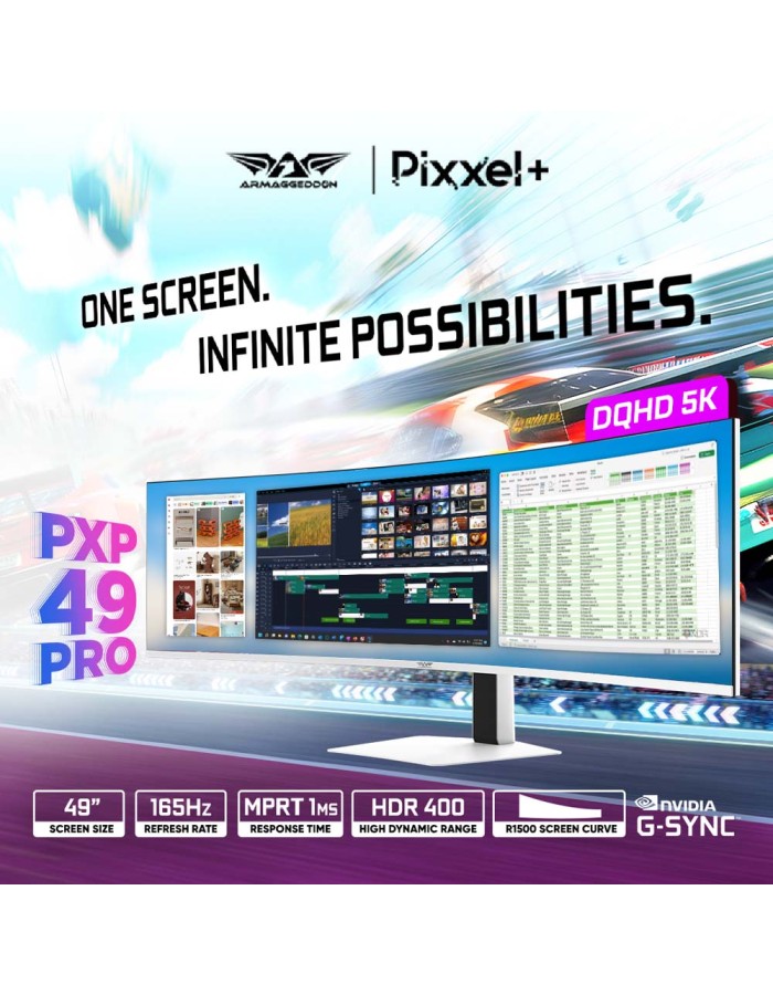 Armaggeddon Gaming Monitor 49'' Curved DQHD 5K 165Hz R1500 PIP Height Adjustable PXP 49 Pro Black Armaggeddon Gaming Monitor 49'' Curved DQHD 5K 165Hz R1500 PIP Height Adjustable PXP 49 Pro Black