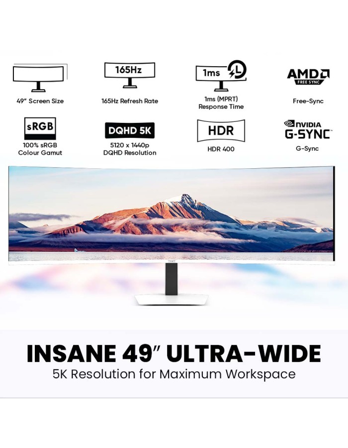 Armaggeddon Gaming Monitor 49'' Curved DQHD 5K 165Hz R1500 PIP Height Adjustable PXP 49 Pro Black Armaggeddon Gaming Monitor 49'' Curved DQHD 5K 165Hz R1500 PIP Height Adjustable PXP 49 Pro Black