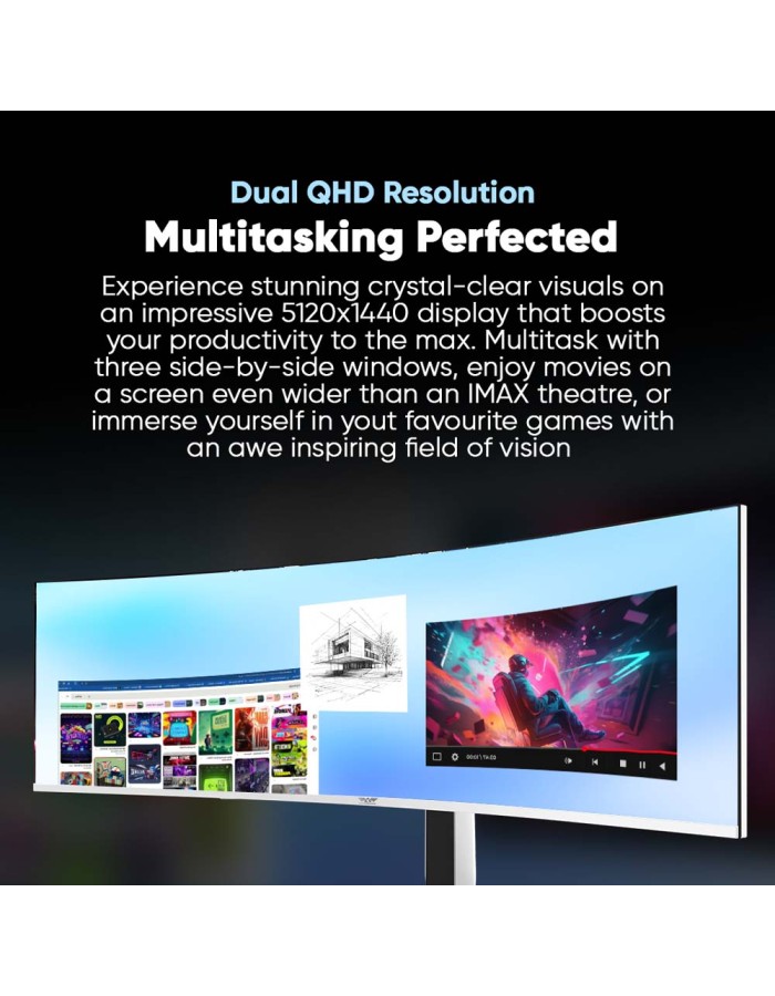 Armaggeddon Gaming Monitor 49'' Curved DQHD 5K 165Hz R1500 PIP Height Adjustable PXP 49 Pro Black Armaggeddon Gaming Monitor 49'' Curved DQHD 5K 165Hz R1500 PIP Height Adjustable PXP 49 Pro Black